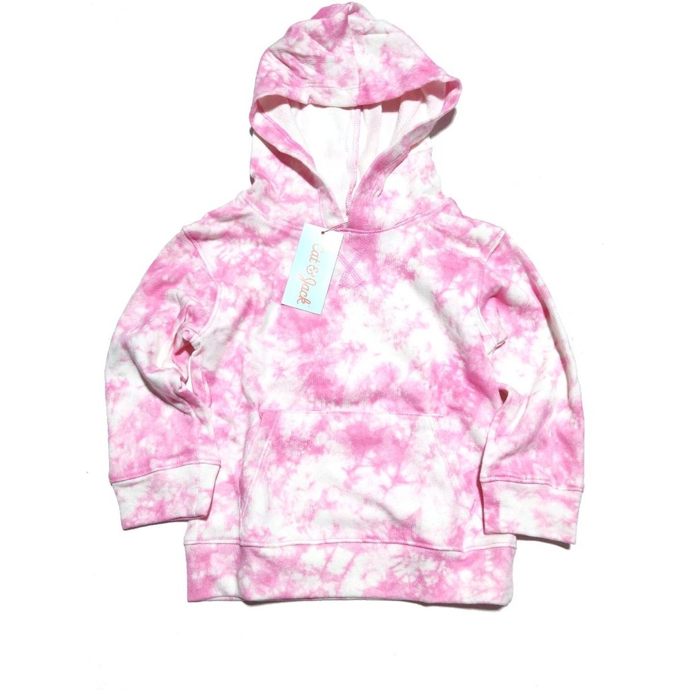 Girls 2T or 5T Pink Hooded Pullover Sweatshirt Hoodie Cat & Jack Kids Tie Dye